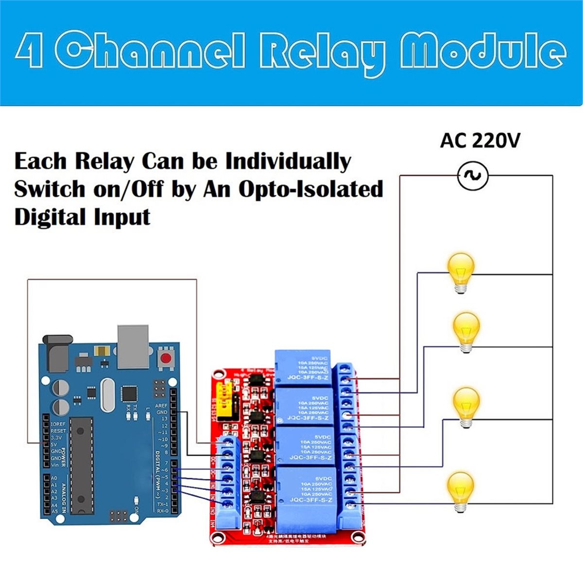 Relay Module 5V - Module de relais 4 canaux A49T